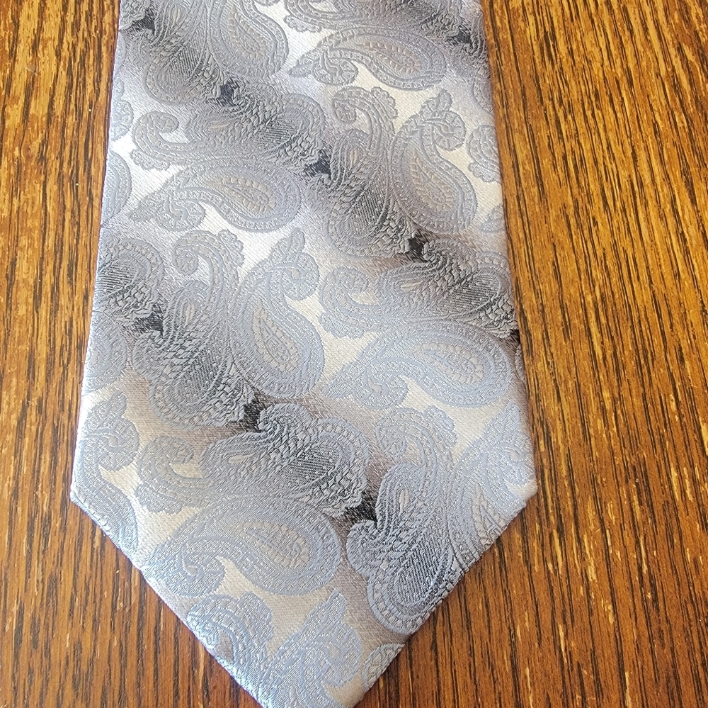 Mens Silk Valerio Garati Hand Made Tie Blue Silver - Picture 6 of 7